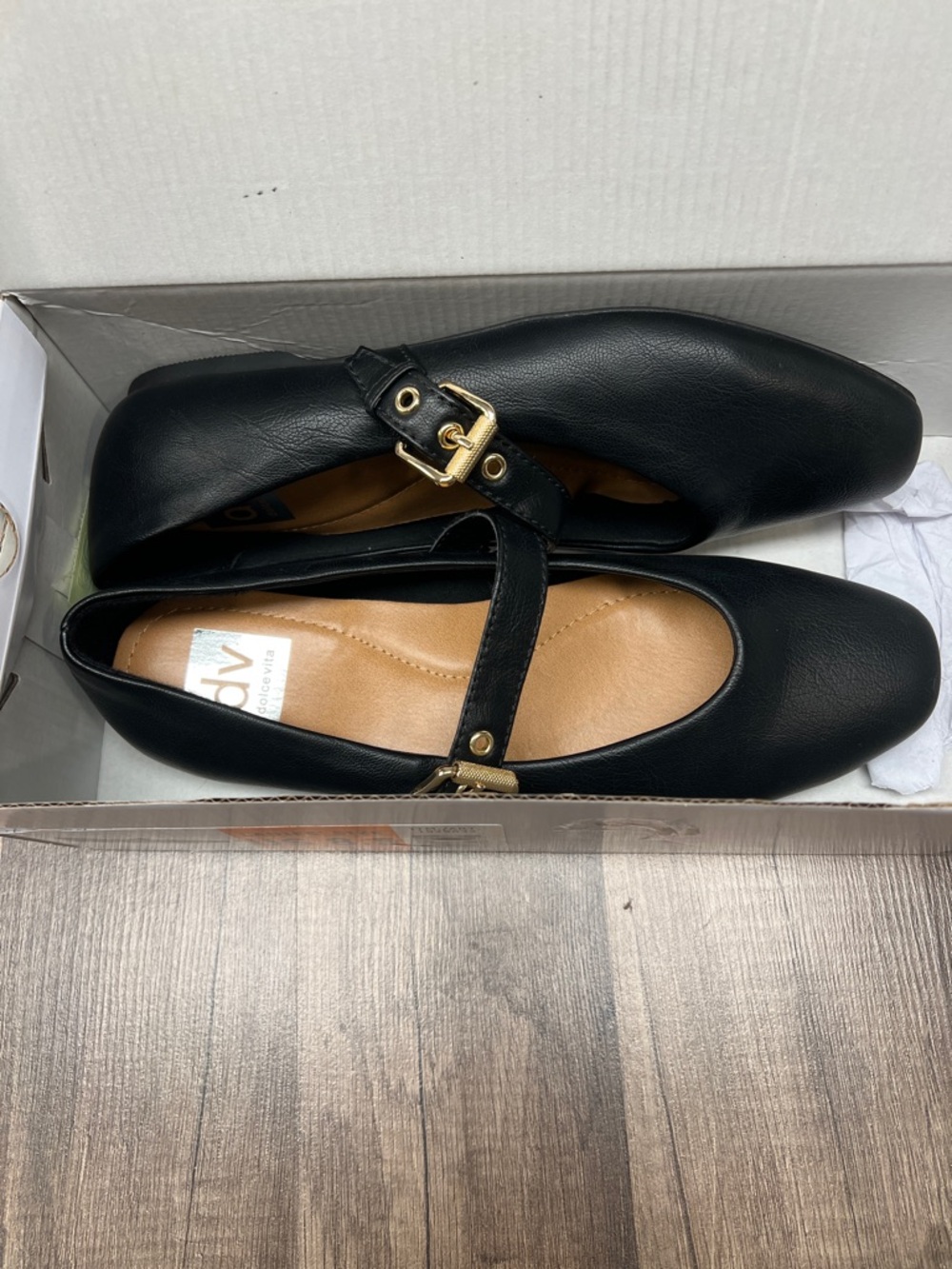 Dolce Vita Black Flats with Gold Buckle Detail Size 8 1/2 - Picture 7 of 11